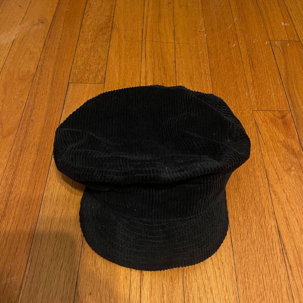 Free People Black Corduroy Conductor Hat